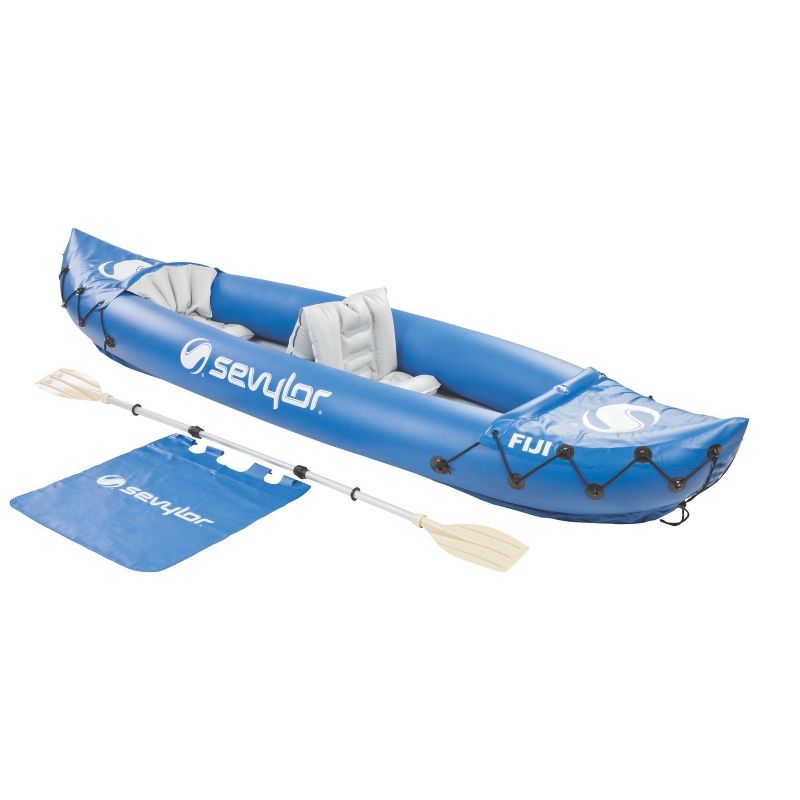 Intex Excursion 5 Person Inflatable Raft, 2 Oars and 2 Red Life Jackets, L/XL