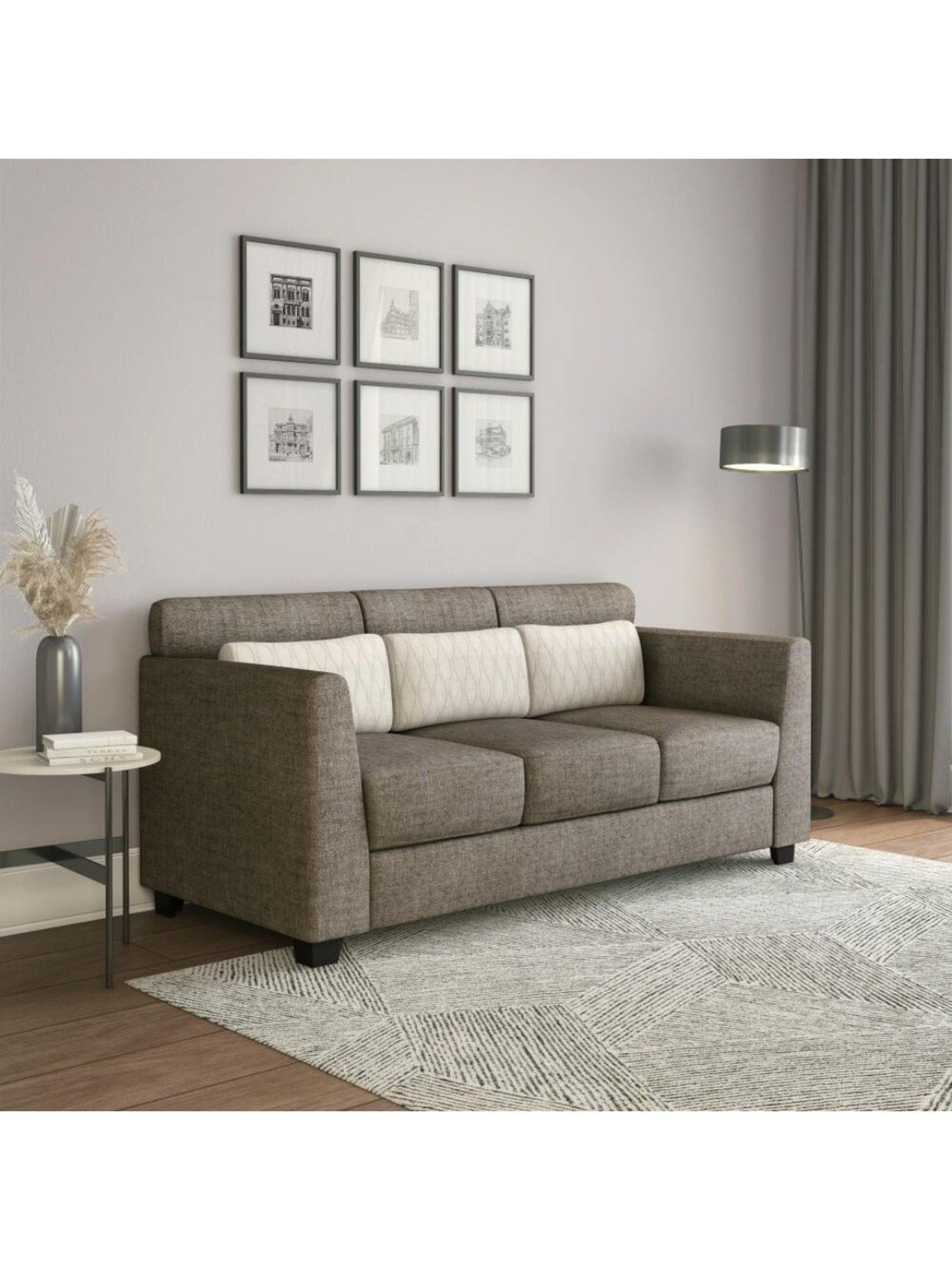Nilkamal Svelte Dark Brown Fabric - Polyester 3 Seater Sofa