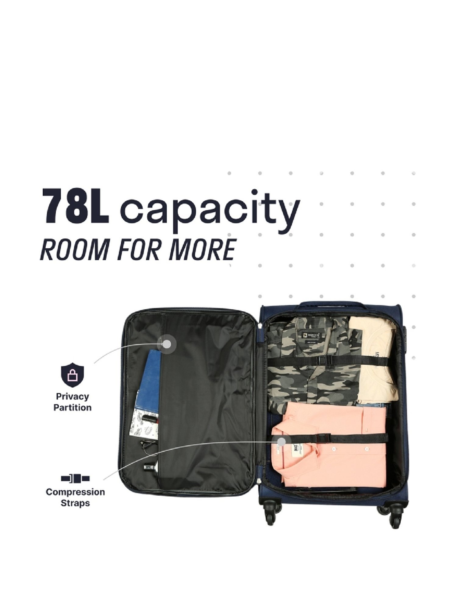 Citizen Journey Pulse Navy Blue Solid Trolley Bag Pack of 3 - 58 Cms, 68 Cms & 78 Cms