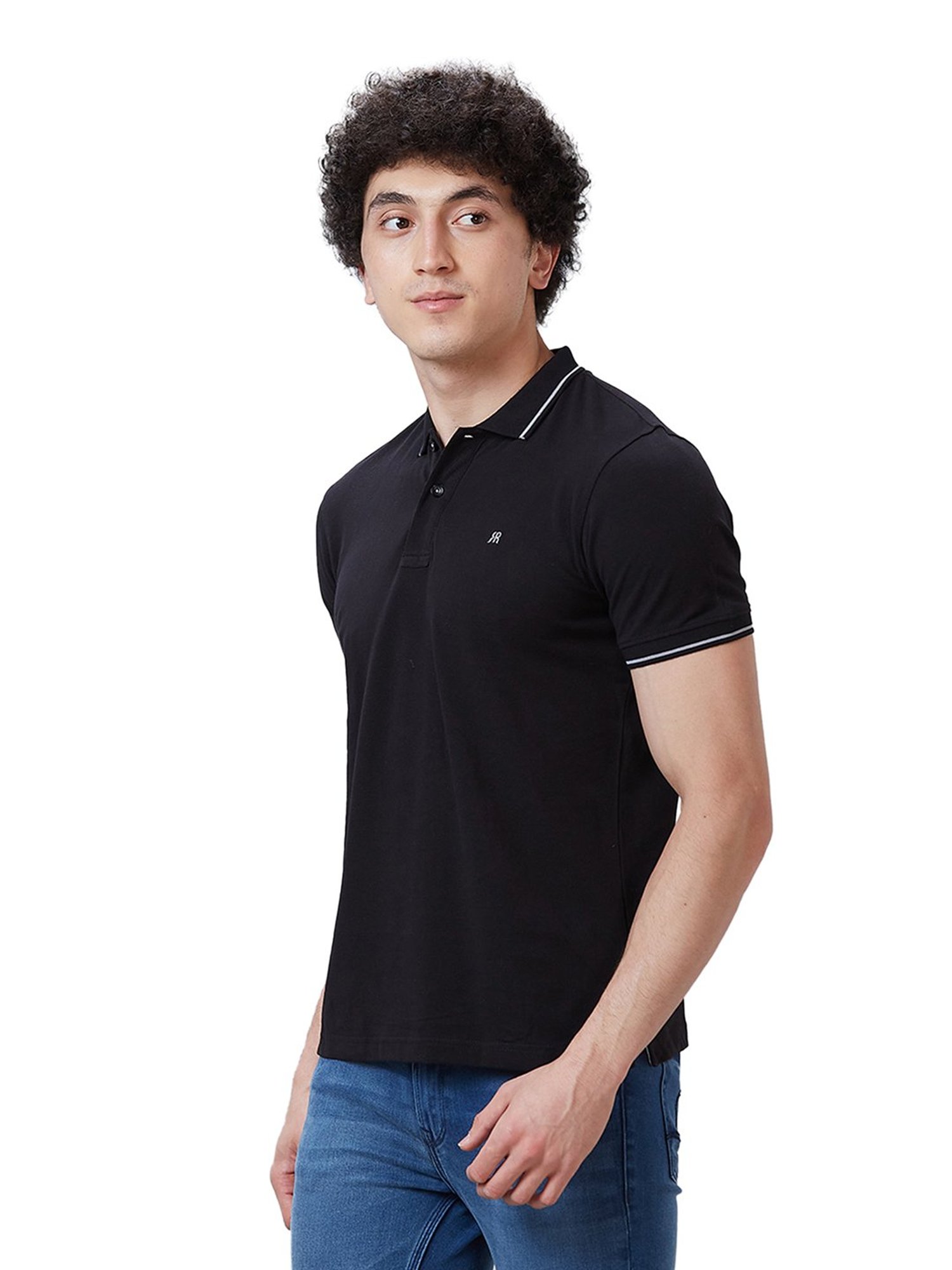Raymond Black Contemporary Fit Polo T-Shirt