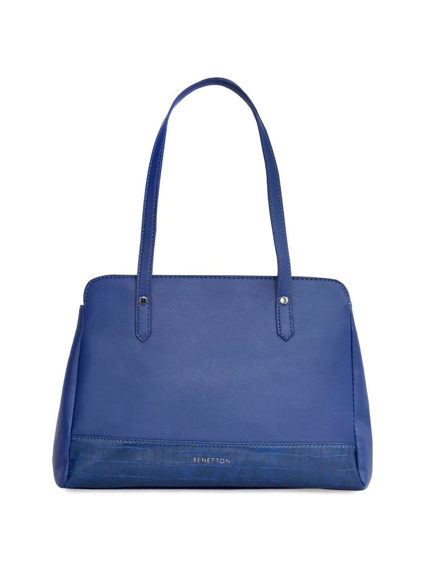 United Colors of Benetton Alina Navy PU Solid Shoulder Handbag