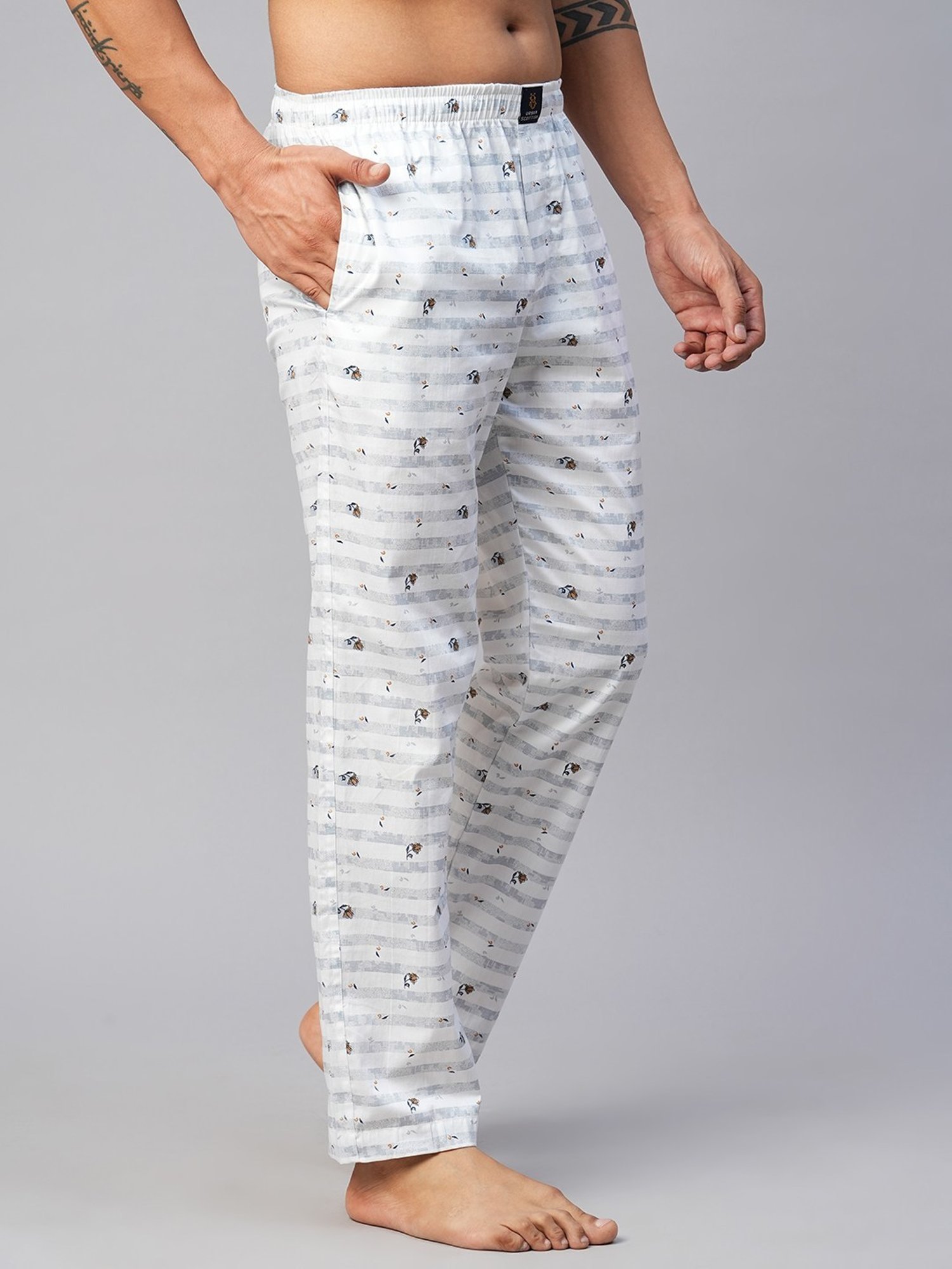 Urban Scottish White Regular Fit Printed Lounge Pants