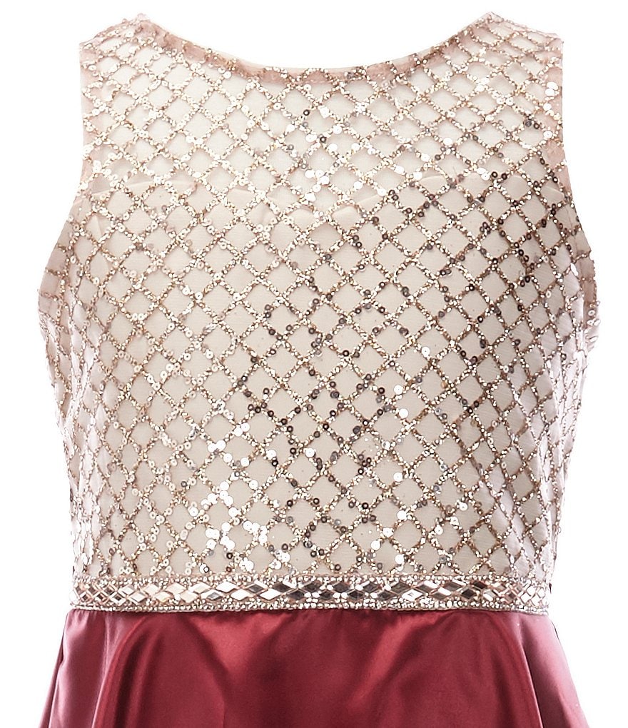 Bonnie Jean Big Girls 7-16 Sequin/Ombre Handkerchief-Hem Dress