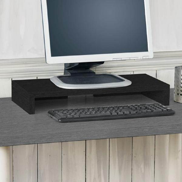 Way Basics 19.7"W Simple Computer Monitor Riser/Laptop Stand, Black Wood Grain - Lifetime Guarantee