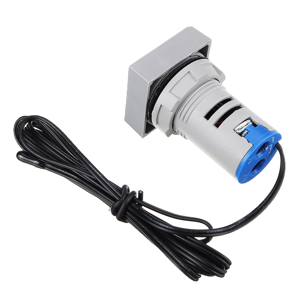 5pcs Mini Crystal Film Square Blue LED Digital Thermometer Signal Light AC 50-380V 220V Temperature Meter Indicator Range -20-200 with 1m Sensor