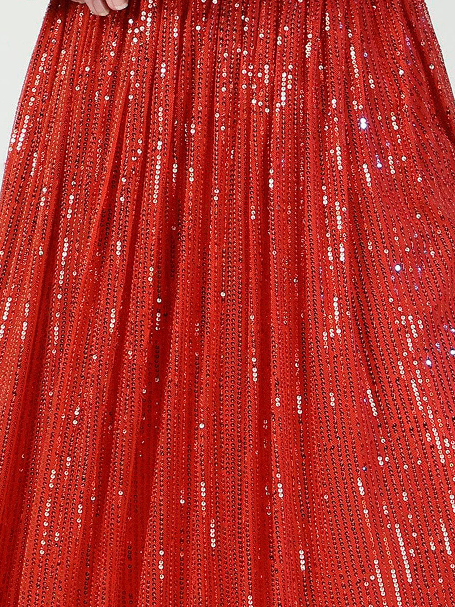 NEUDIS Red Embellished Maxi Skirt