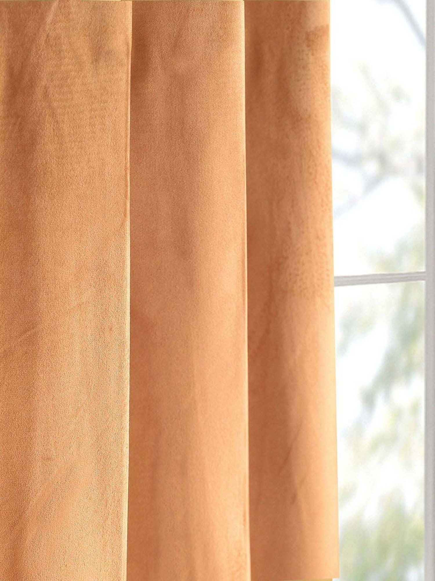 Saral Home Easy Living Orange Polyester 224 GSM Velvet Curtain