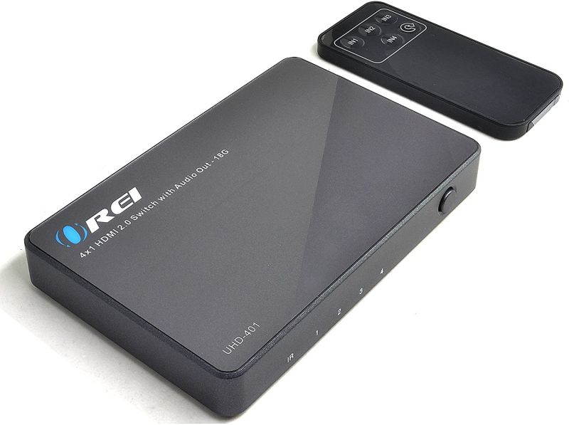 OREI Ultra HD HDMI 4 x 1 Switcher with ARC Out 18G Audio Extractor IR Remote - Supports Upto 4K @ 60Hz - (4 Input, 1 Output) Switch, Hub, Port for Cable, HD TV, Laptop, MacBook & More