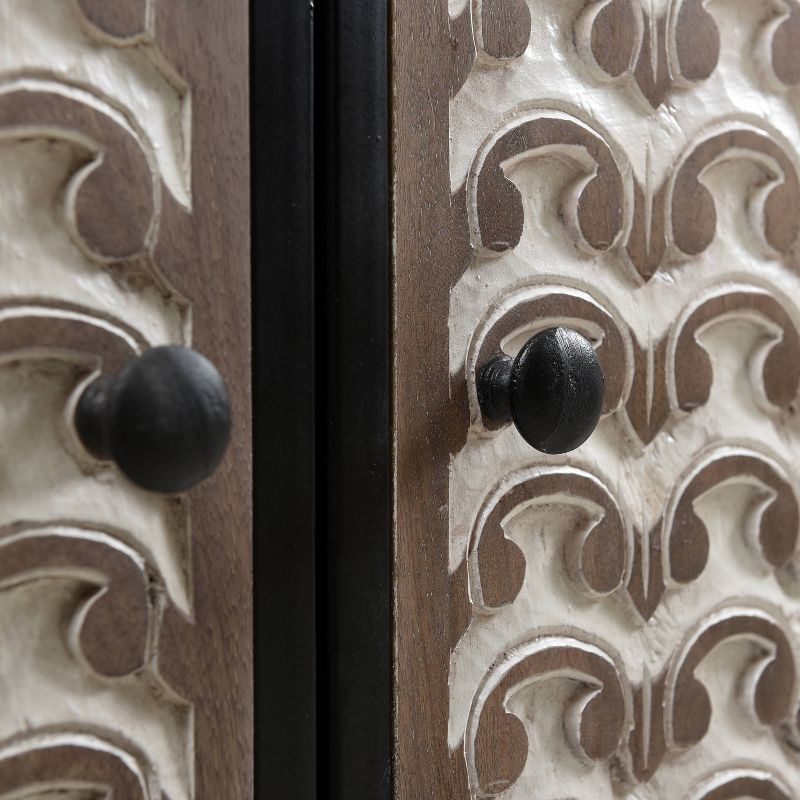 Garrett Accent Cabinet with Casters Light Brown/Ivory - Steve Silver Co.