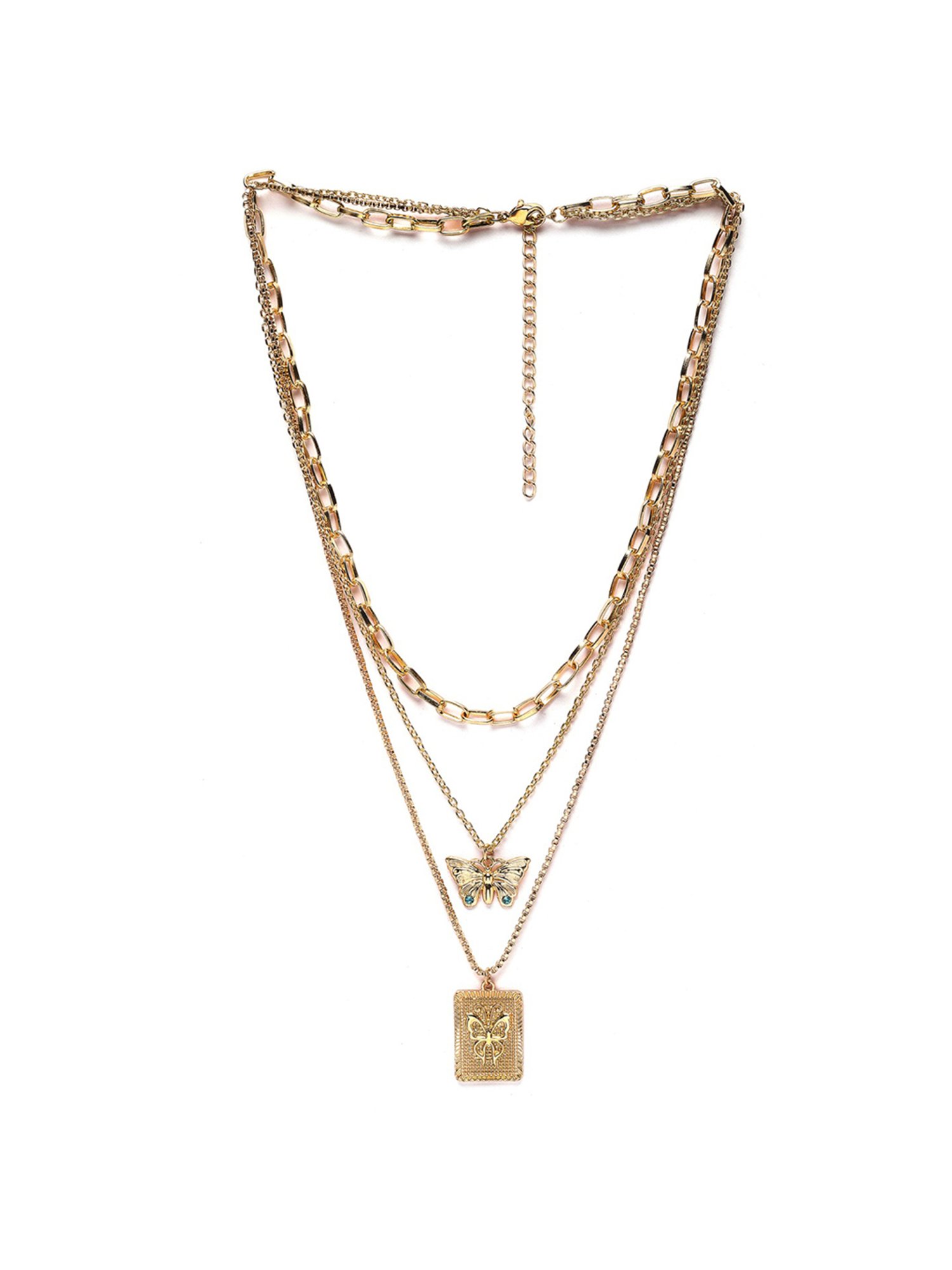 Karatcart Golden Medallion Butterfly Multicharm Multilayered Chain Women