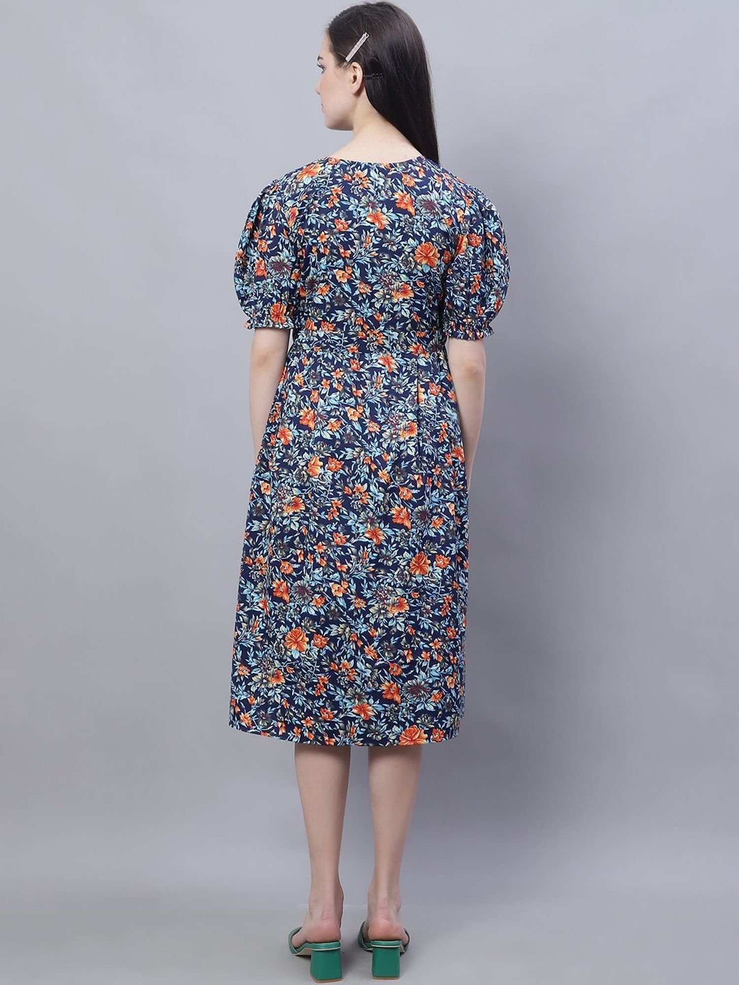 Moms Maternity Blue Printed Dress