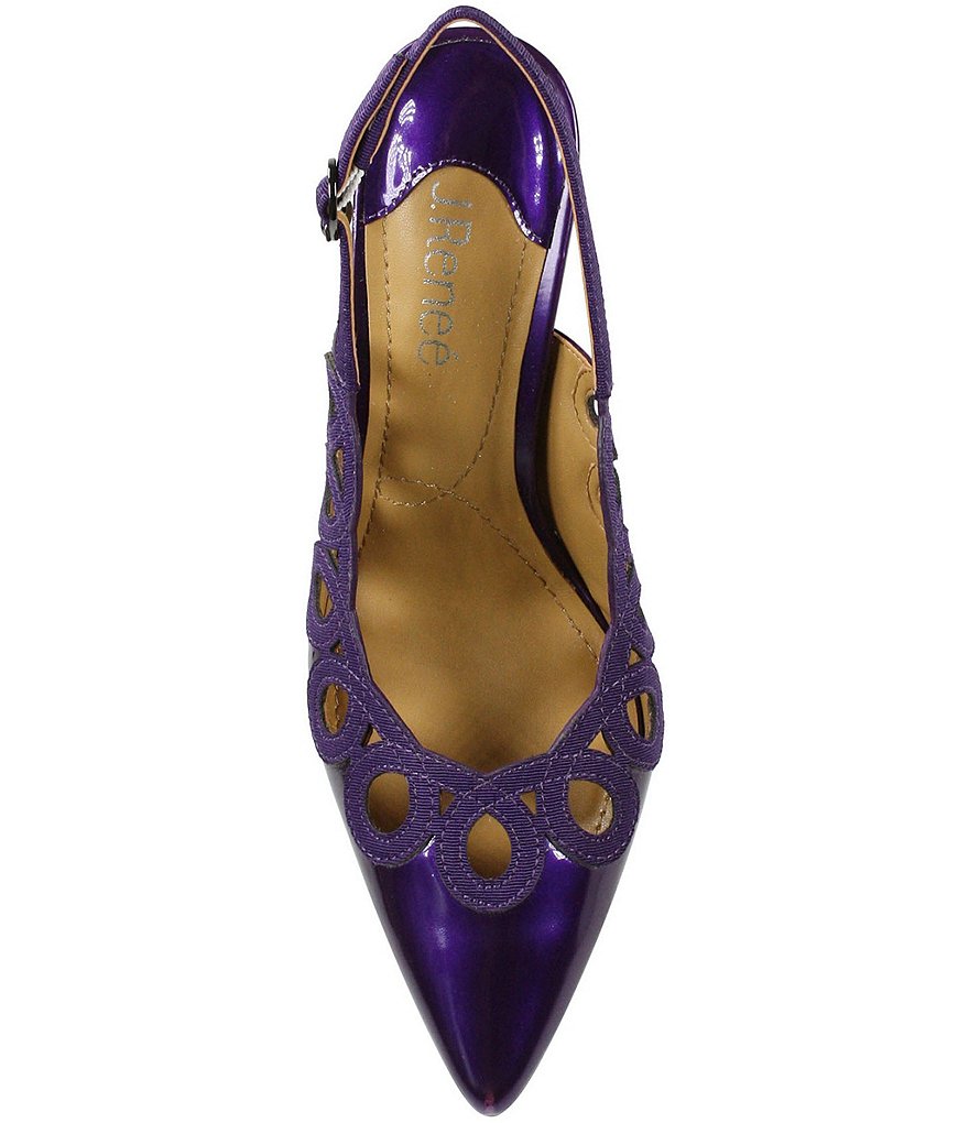J. Renee Reghina Patent Cut-Out Detail Slingback Pumps