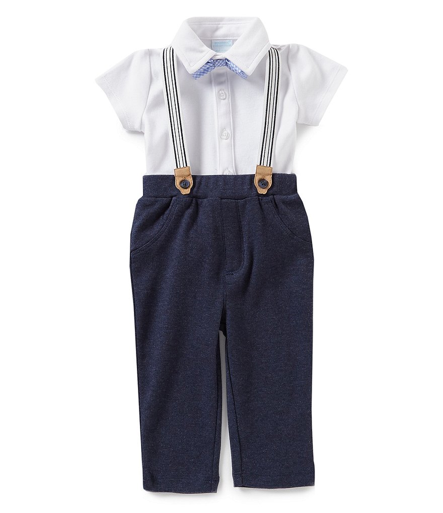 Edgehill Collection Baby Boys Newborn-9 Months Shirt & Cross Shortall Christening Set