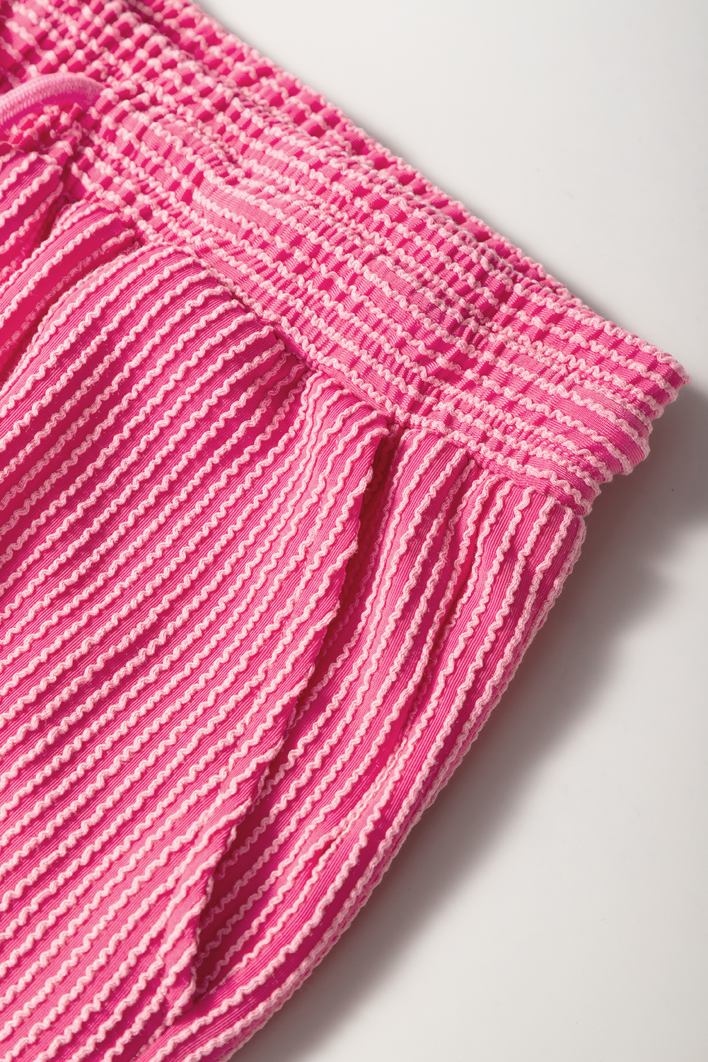 Green Solid Color Quilted Long Sleeve Top and Wide Leg Pants Set