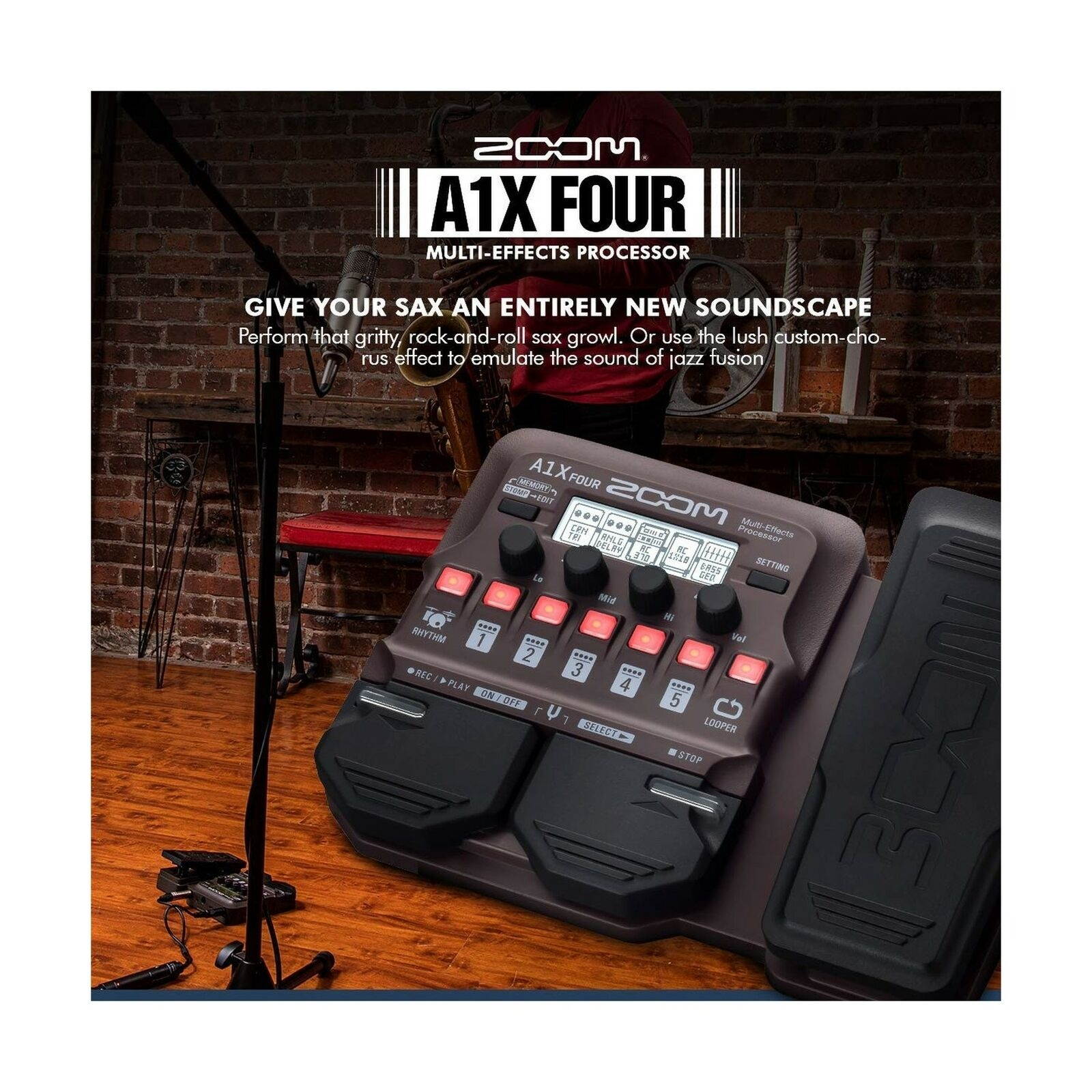 Zoom A1X FOUR Acoustic Instrument Multi-Effect Processor with Expression Peda...