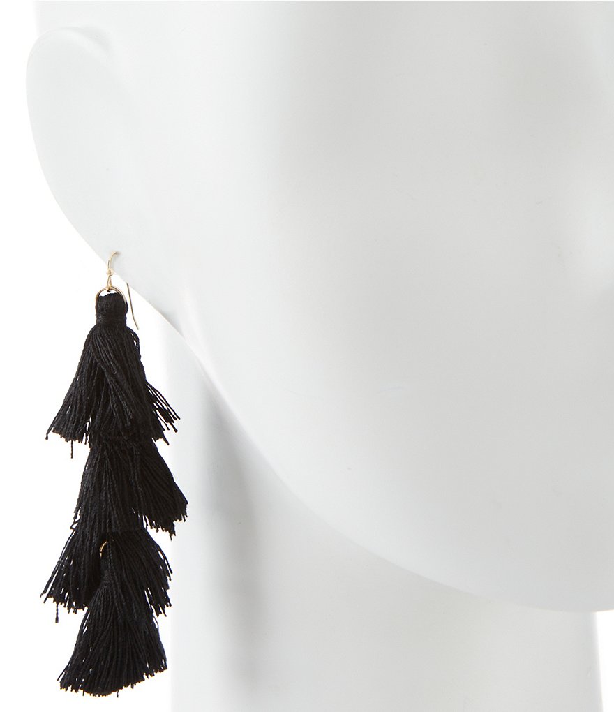 Anna & Ava Black Tassel Statement Earrings