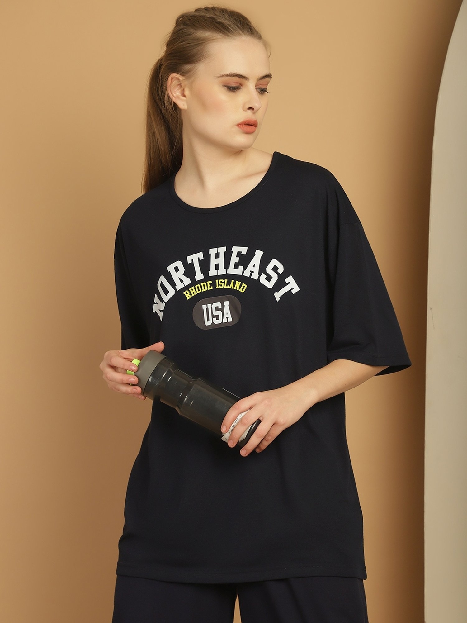 Vimal Jonney Black Cotton Printed T-Shirt & Track Pants Set