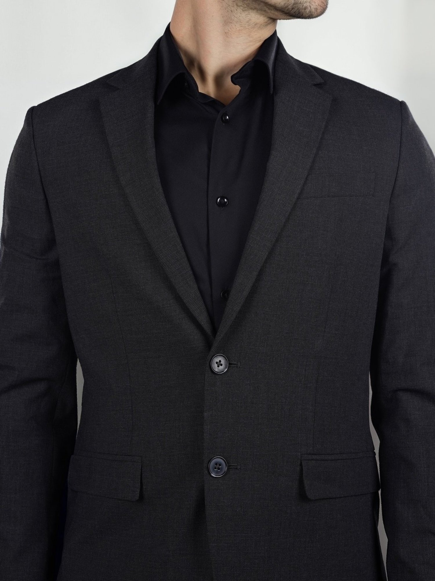 celio* Dark Grey Solid Slim Fit Suit Blazer