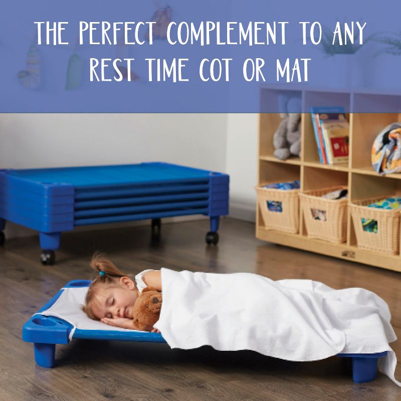 ECR4Kids 12-Pack Rest Time Blanket Cot or Rest Mat Blanket for Daycare or Preschool Nap Time - White