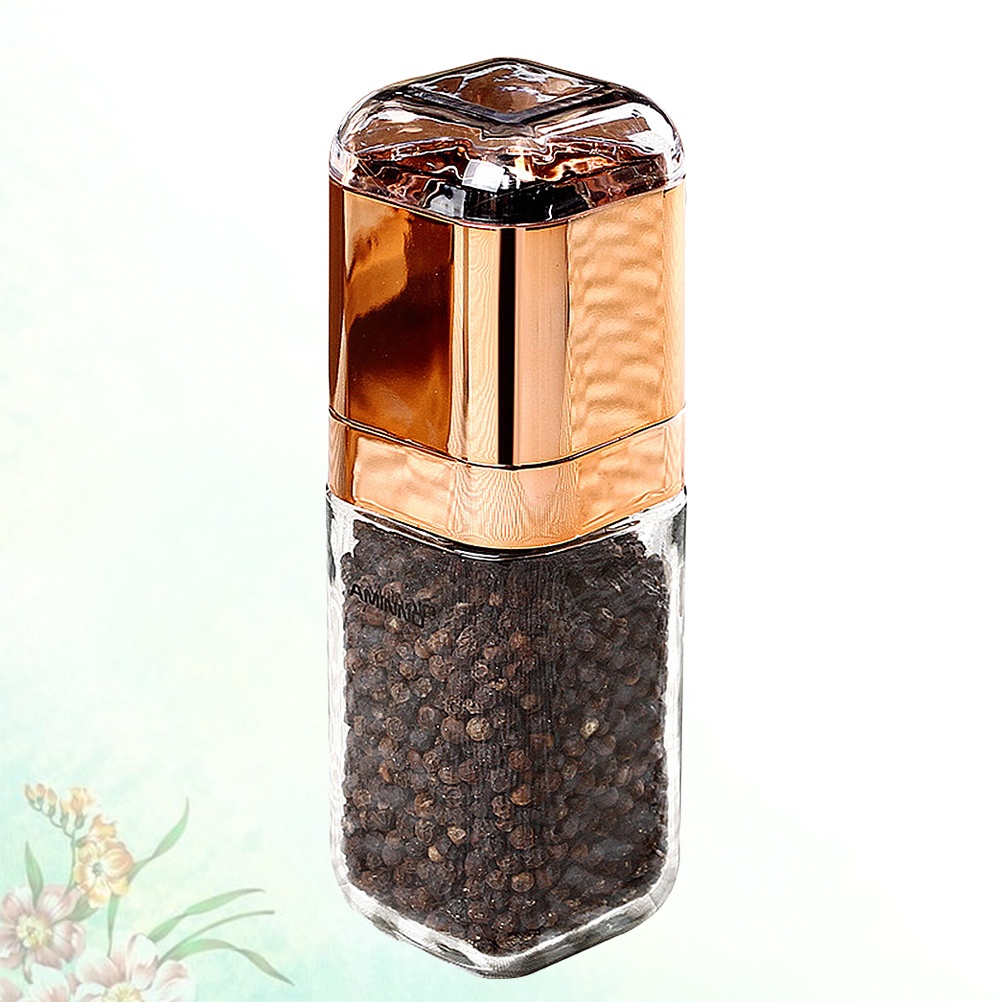 Manual Pepper Grinder Pepper Mills Glass Seasoning Storage Container Kitchen Gadget Golden