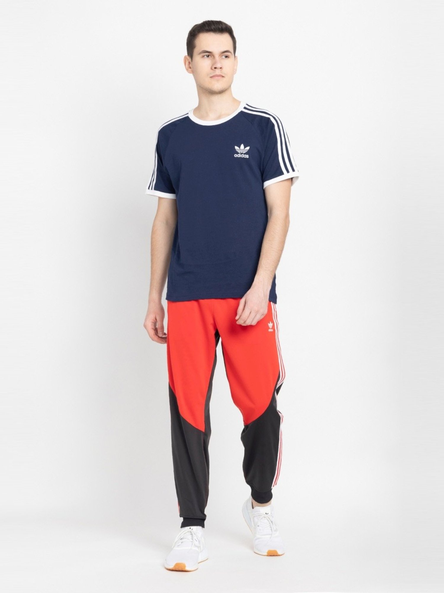 Adidas Originals Blue Regular Fit Striped T-Shirt