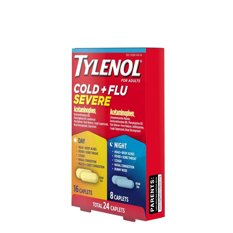 Tylenol Cold+Flu Severe Day/Night Caplets - Acetaminophen - 24ct