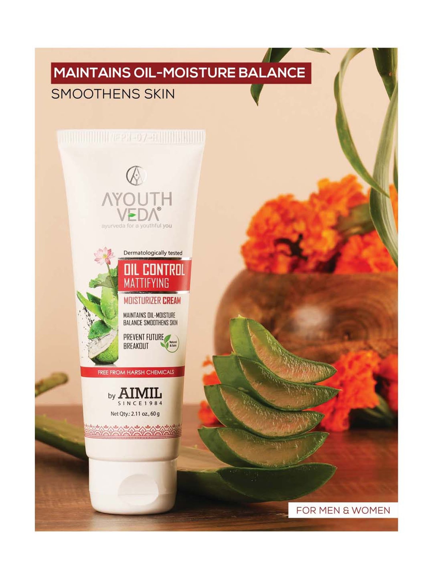 AyouthVeda Oil Control Mattifying Moisturizer Cream - 60 gm