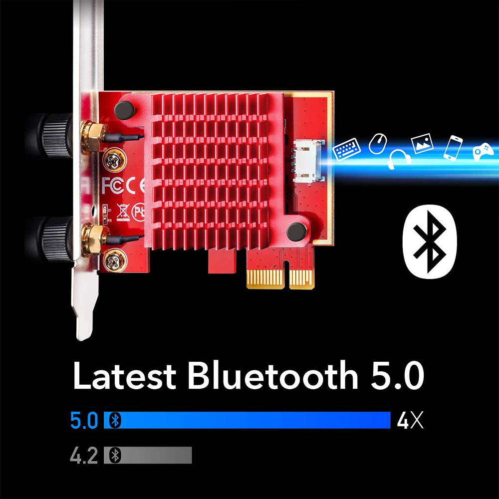 3000Mbps WiFi 6 Wireless Adapter with Heatsink Dual Band 2.4Ghz/5Ghz AX200 Gigabit Network Card Pcie Wifi Bluetooth 5.0 Wireless Adapter for Pc Windows 10 64bit
