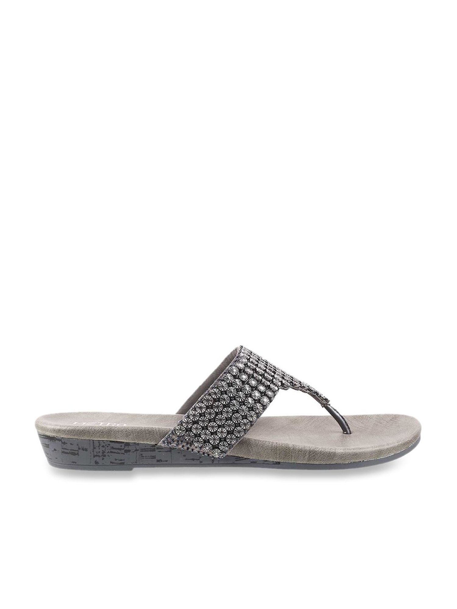 Metro Women's Silver Thong Wedges