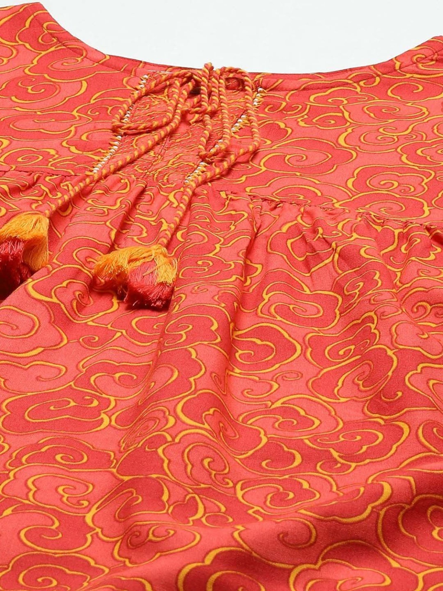 Rangriti Red Printed Top