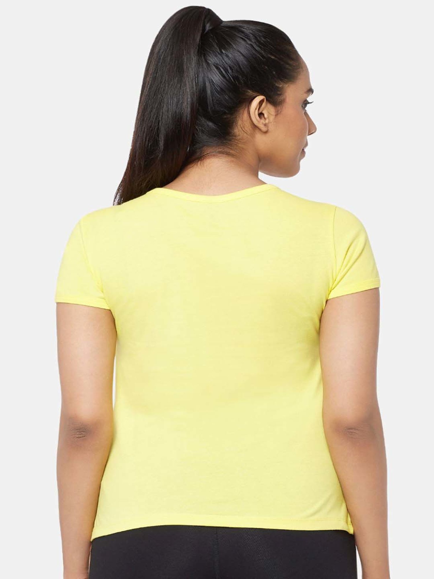 Ajile by Pantaloons Yellow Cotton Graphic Print Sports T-Shirt