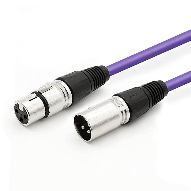33FT XLRM to XLRF Audio Cable Mic Speaker Cable for Recording Live Sound Stage DJ Pro Studio Cable Purple