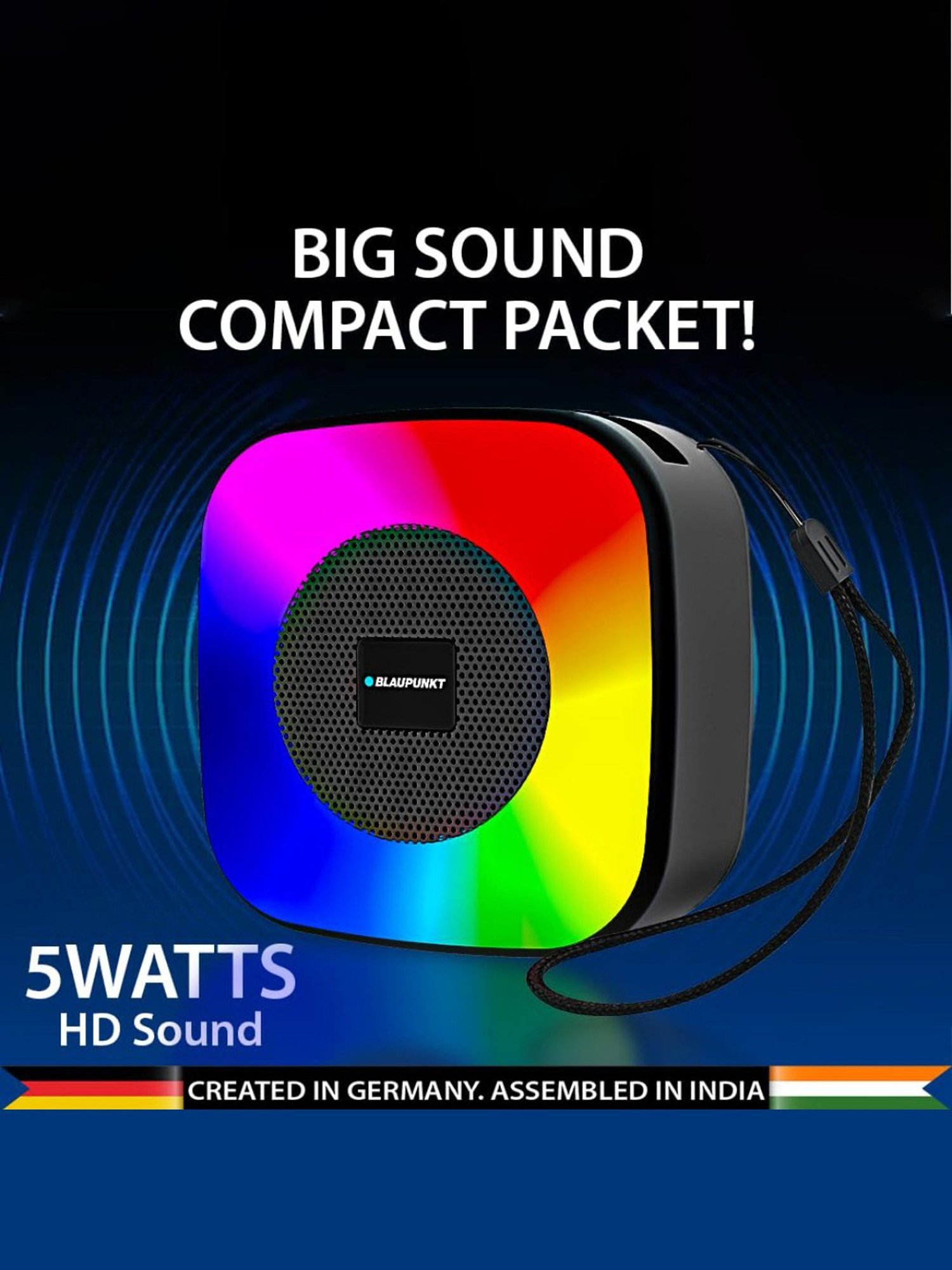 Blaupunkt BT03 RGB Wireless Bluetooth Speaker with Deep Bass, Dynamic RGB Lights (Black)