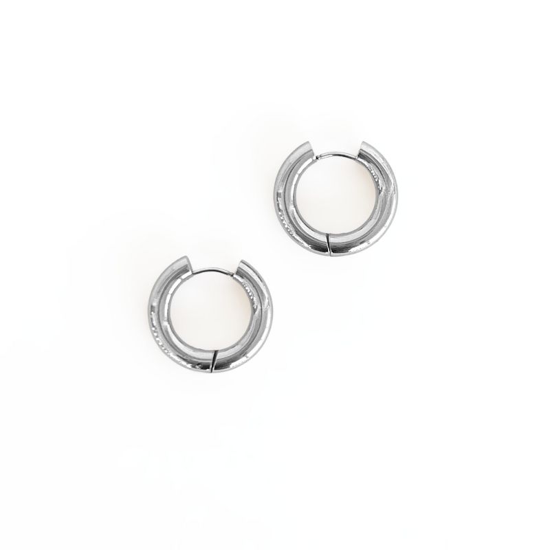 Sanctuary Project Thick Hoop Statement Earrings Silver