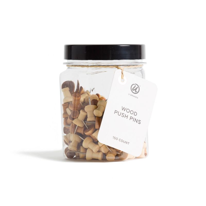U Brands 150ct Wooden Push Pins with Jar