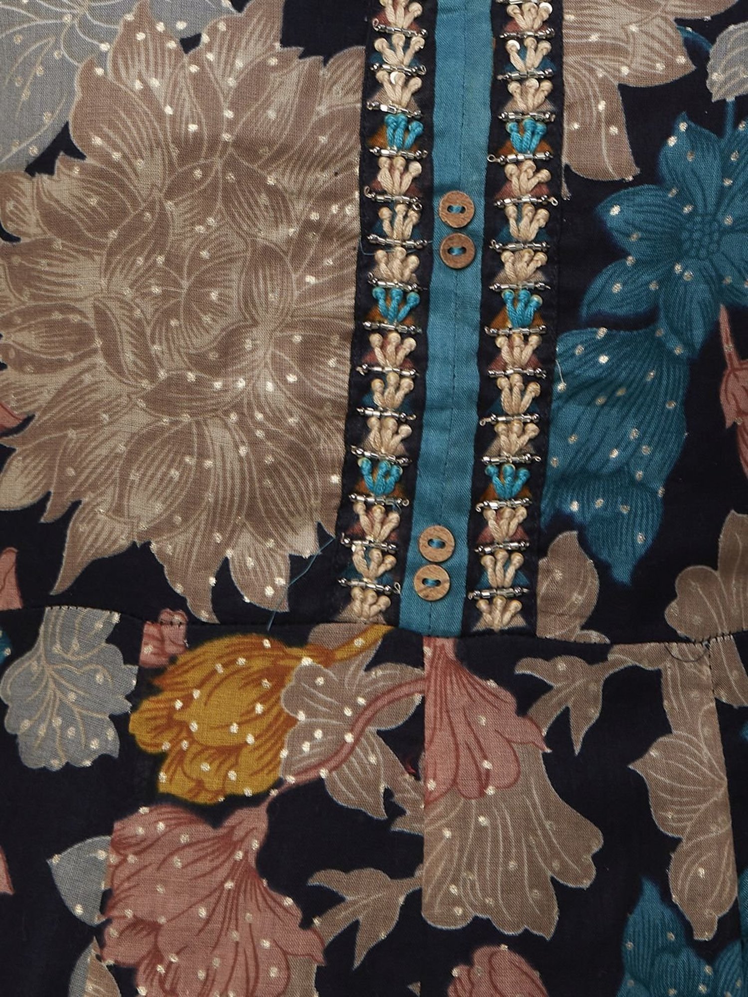 Fashor Navy Cotton Printed Maxi Dress