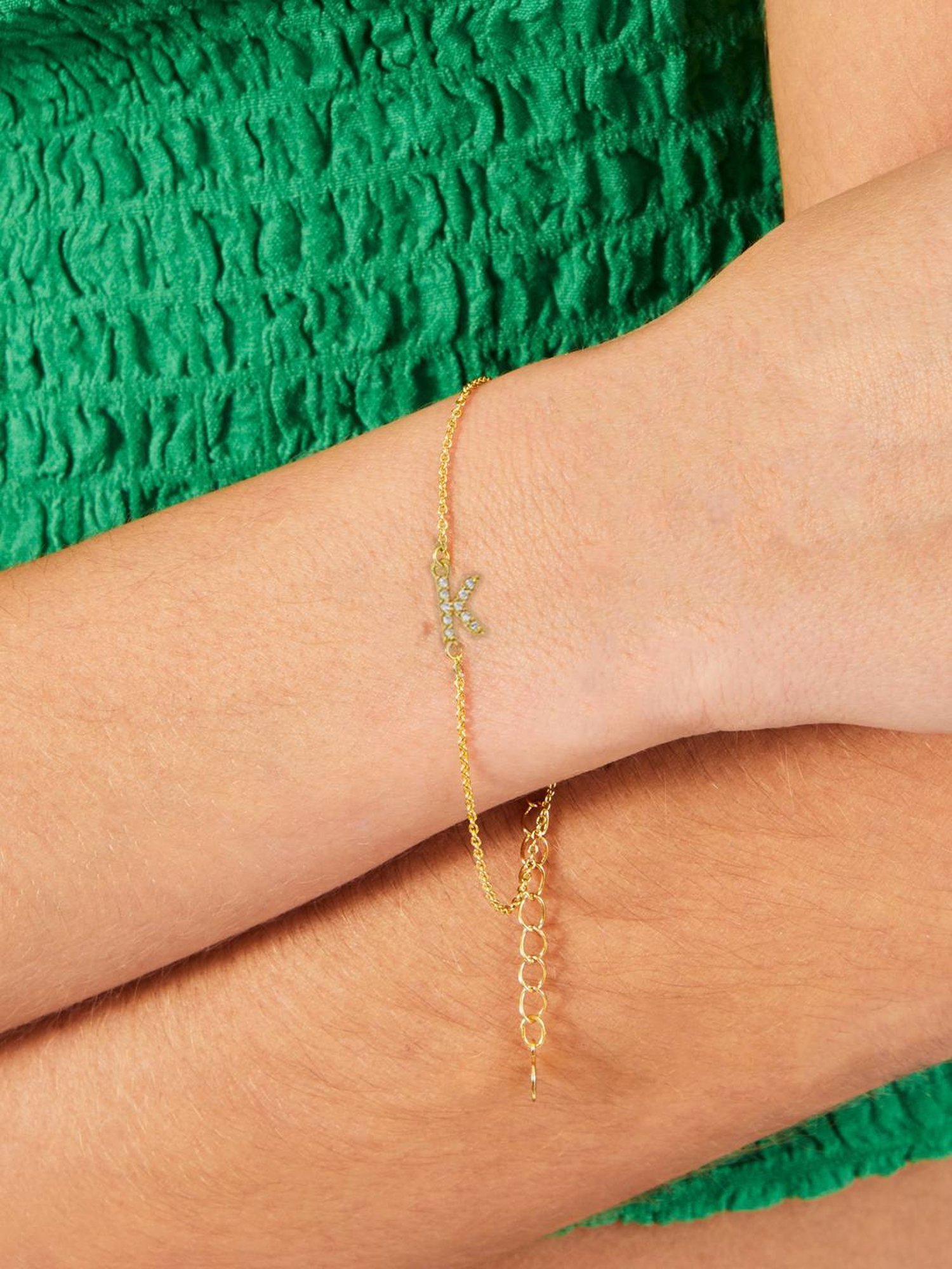 Accessorize London Women's Z Real Gold Plated Cubic Zirconia Initial Bracelet Letter K