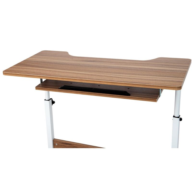 Mind Reader Adjustable Height Rolling Laptop Desk with Pull Out Shelf, White, Wood