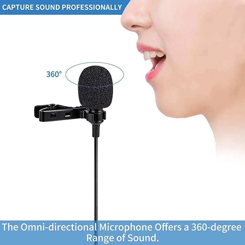 Lavalier Lapel Microphone Omnidirectional Condenser Mic for iPhone 77 plus88 plus1111 Pro11 Pro Max iPhone XXSXR YouTube Vlogging Facebook Interview Livestream Video Recording