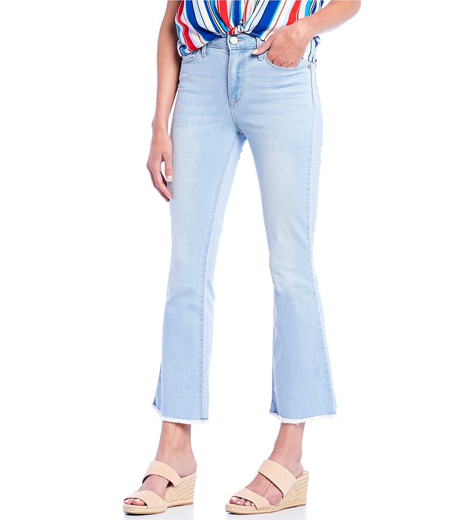 Code Bleu High Rise Crop Kick Frayed Hem Jeans