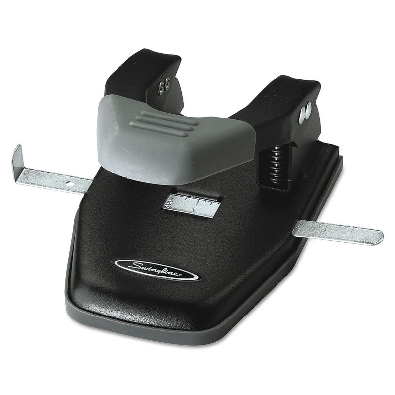 Swingline 28-Sheet Comfort Handle Steel Two-Hole Punch 1/4" Holes Black/Gray 74050
