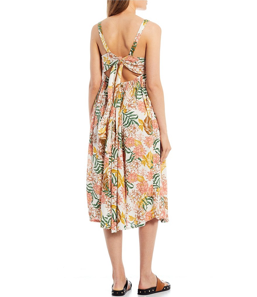 Rip Curl Spaghetti Strap La Bonita Striped Side-Slit Midi Dress