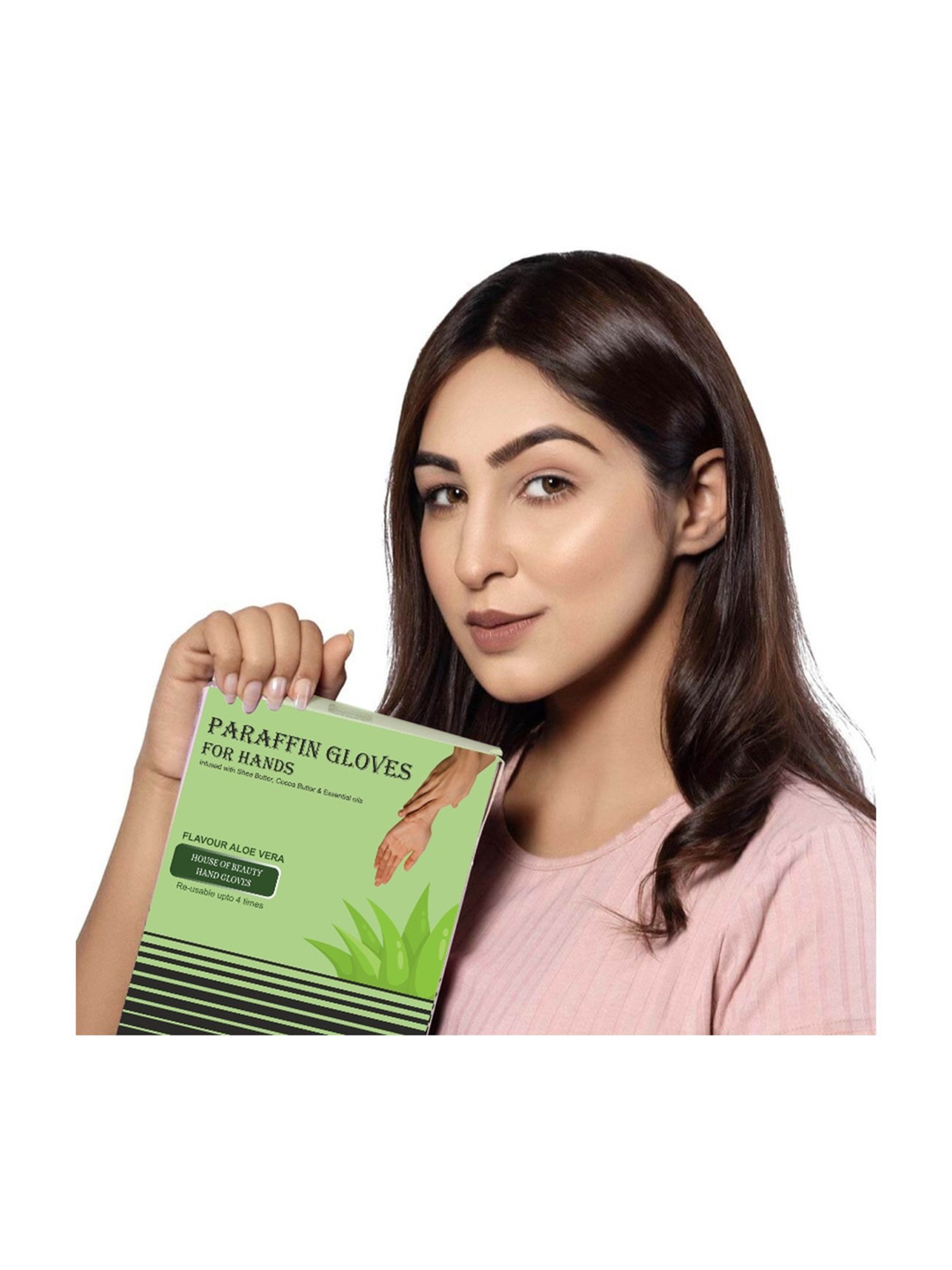 House of Beauty Aloe Vera Paraffin Hand Gloves - 1 Pair - 4 Times Reusable - 225 gm
