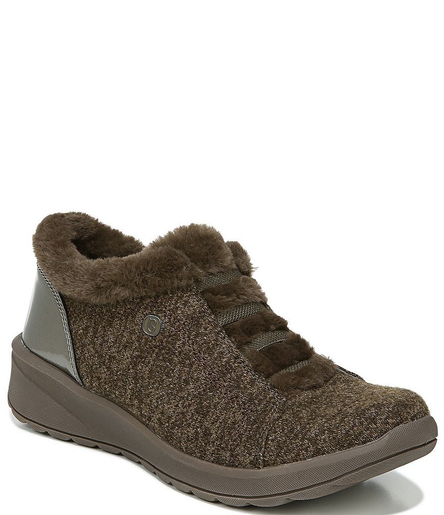 Bzees Premium Golden Brown Faux Fur Lined Washable Wedge Booties