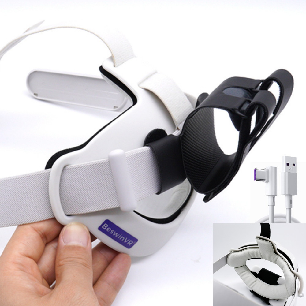 2021 BeswinVR Halo Padding Kit 3 in 1 & Power Bank Holder for Oculus Quest 2 Strap, Halo Strap and Bobo VR M2- Black and White Bundle