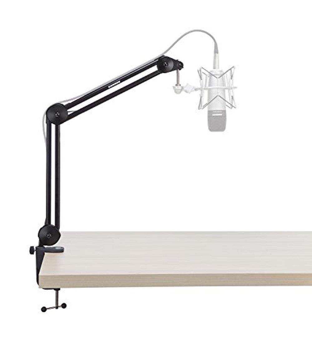 Samson Q2U Dynamic USB Microphone Podcasting Pack and Accessory Bundle with Boom Arm + Headphones + Pop Filter + Fibertique Cloth