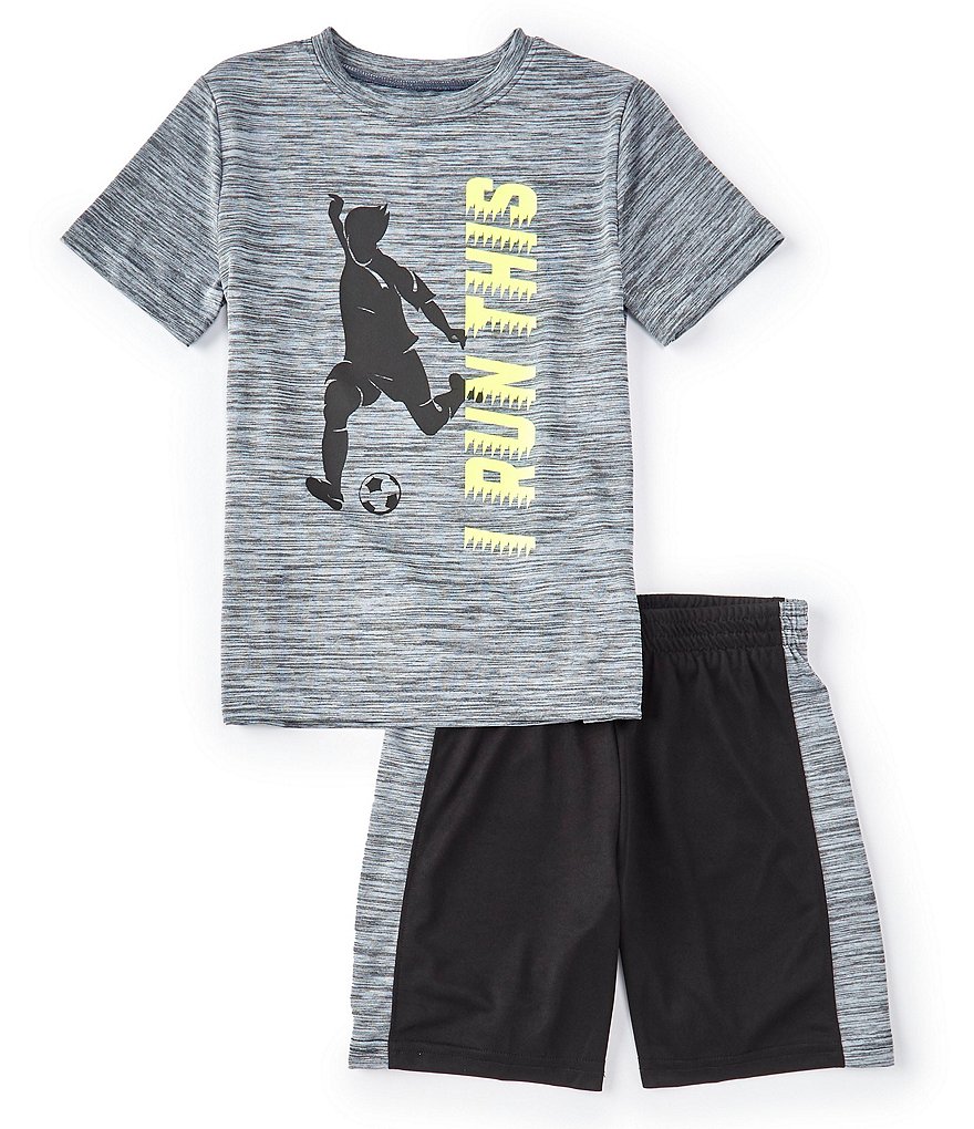 Kinetic by Class Club Little Boys 2T-7 Short-Sleeve Play Hard Performance Tee and Shorts Set