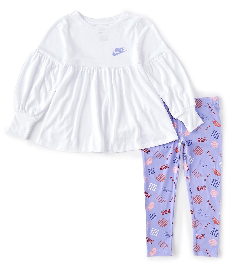 Nike Little Girls 2T-6X Long-Sleeve Iconic Lash Tunic & Printed Leggings Set