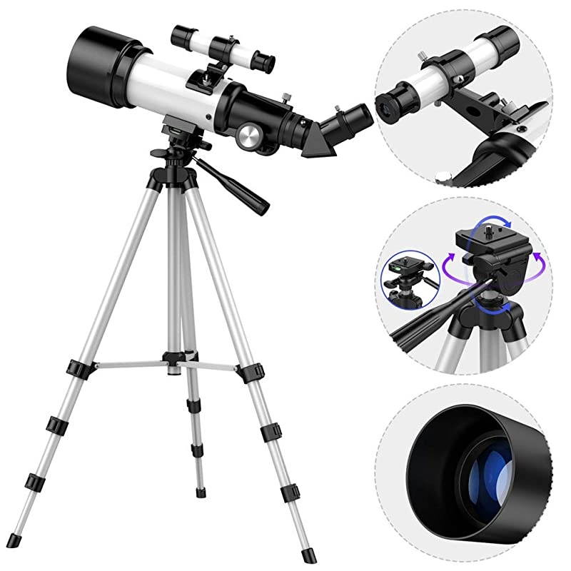 Telescope, Telescopes for Adults, 70mm Aperture 400mm AZ Mount, Telescope for Kids Beginners, Fully Multi-Coated Optics, Astronomy Refractor Telescope with Tripod, Phone Adapter, Backpack