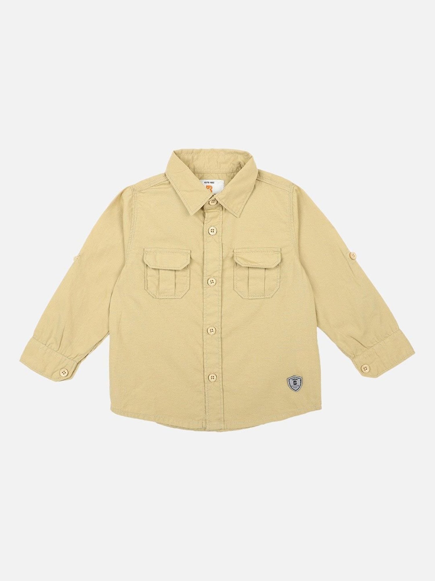 Bodycare Kids Beige Solid Full Sleeves Shirt